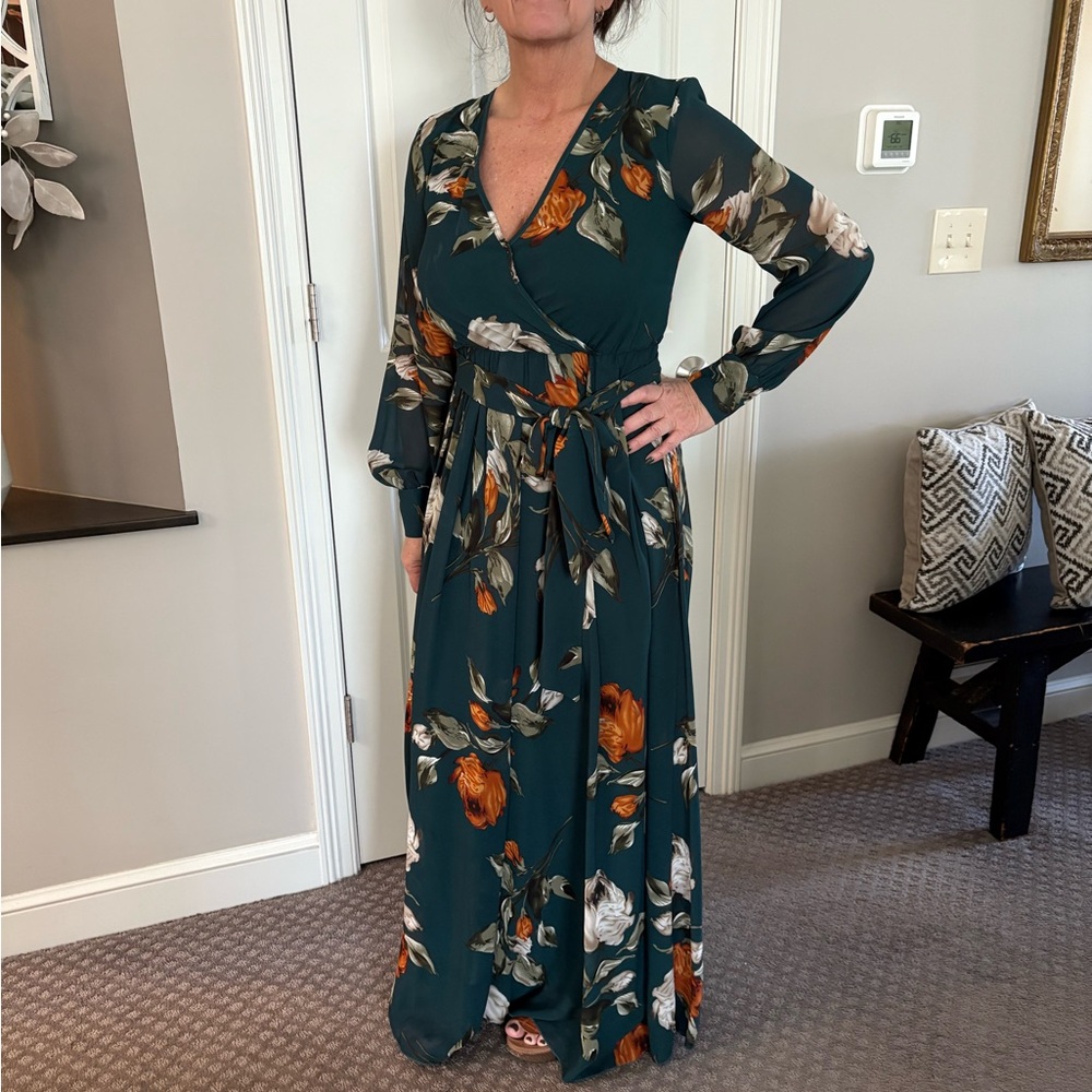 Baltic Born Teal Floral Long Sleeve Dress